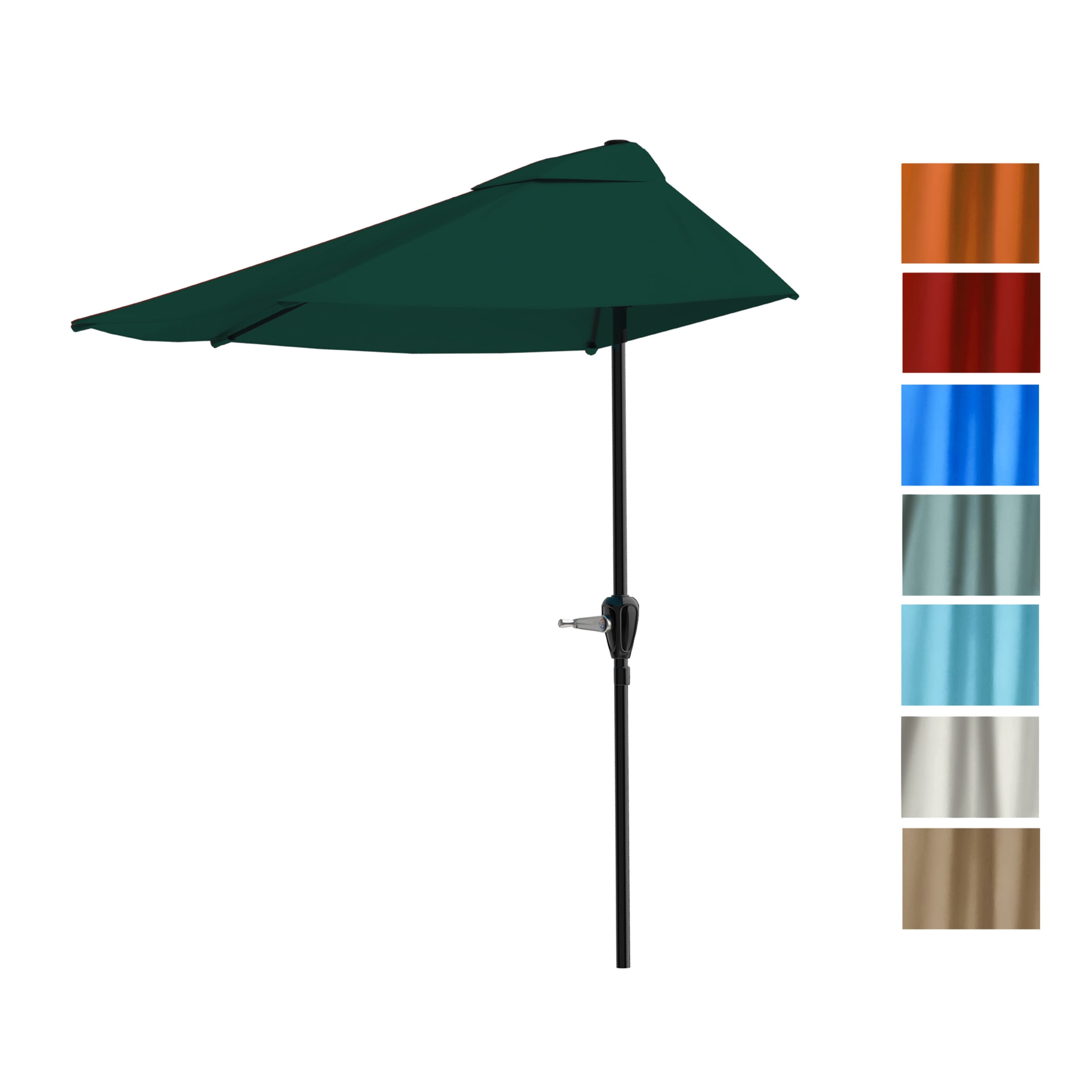 Pure Garden 9ft Half Umbrella for Balcony, Porch, or Deck, Hunter Green