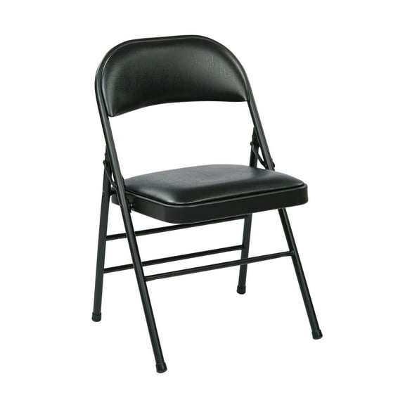 Set of 4 Folding Chair with Vinyl Seat in Black