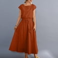 thumbnail image 2 of ClodeEU Womens Summer Short Sleeve Shift Dress with Belted ,Flowy Casual Loose Dress Orange,Womens Plus M, 2 of 6