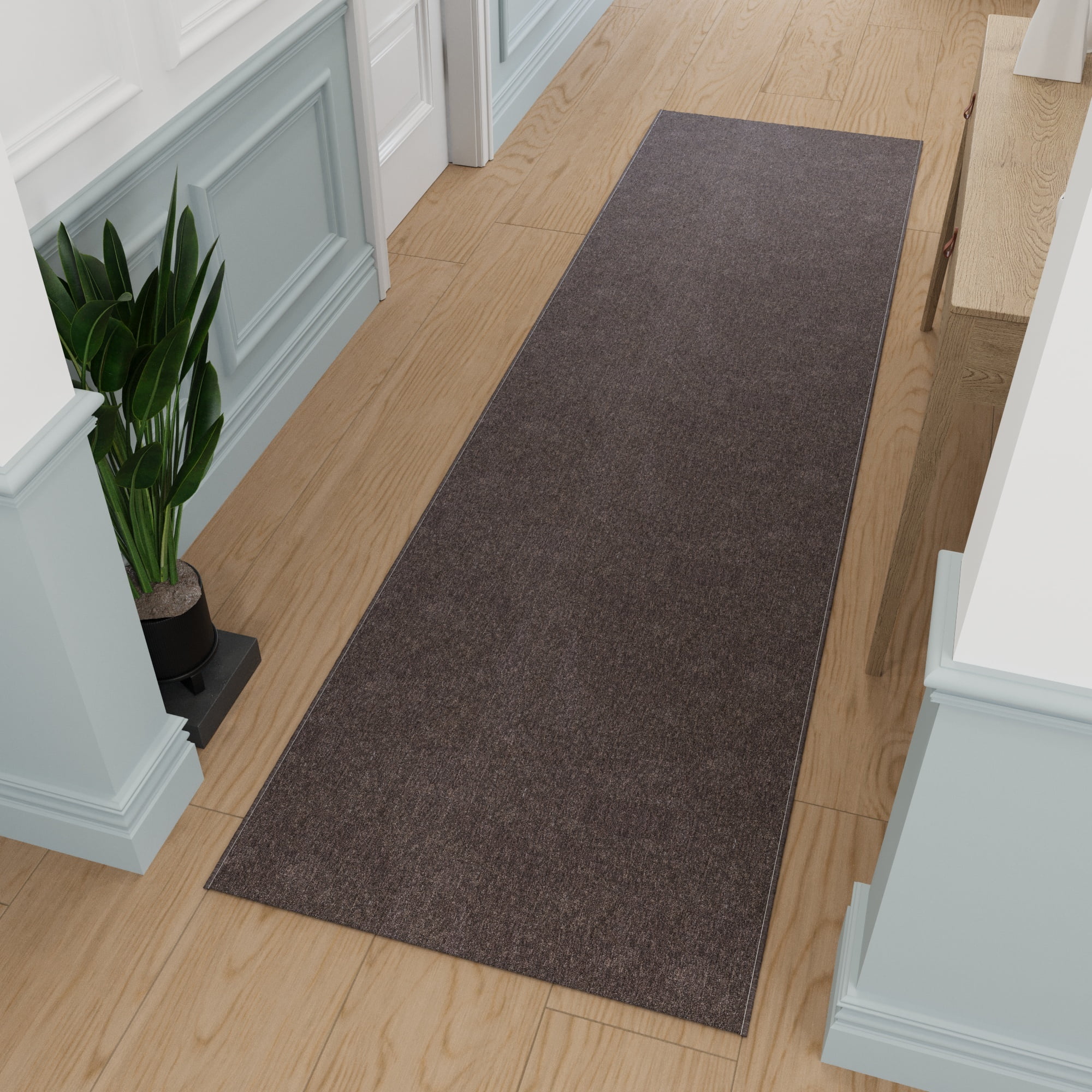 Ottomanson Extra Long Hallway Runner Rug 2x47 Non-Slip Rug for Kitchen or Bedroom, 1'10" x 47', Brown