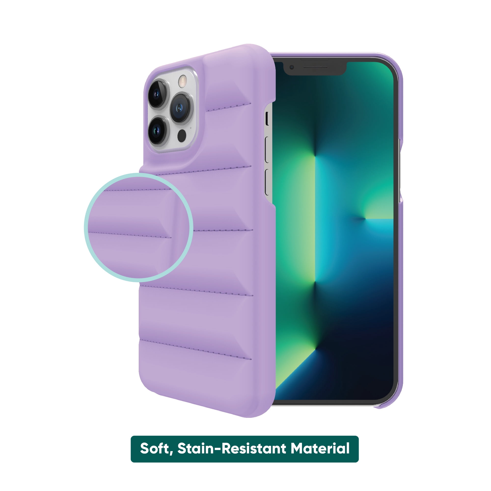 onn. Puffer Soft Quilted Phone Case for iPhone 13 Pro Max and iPhone 12 Pro Max - Purple