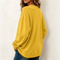 thumbnail image 7 of Women's Casual Long Sleeve Pullover Sweatshirt Solid Color Crew Neck Loose Fit Basic Oversized Hoodie Fall Winter Clothes Fleece Lined Cozy Comfortable Top, 7 of 7