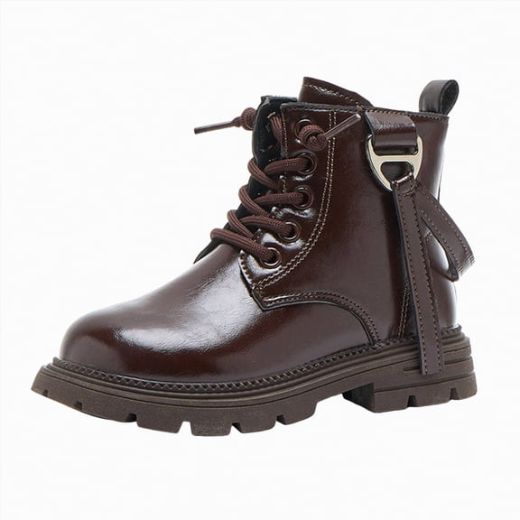 Linfrsh Girls High Boots Girls' Boots Children's Boots Outdoor Boots Girls' Plush Short Boots Casual Boots Brown,11.5