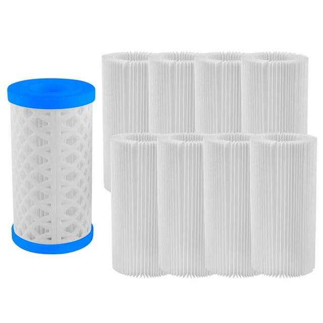 HIGERH Cartouche de Filtre de Piscine Réutilisable Type B / Couverture Pvc Détachable / Surface de Filtre de 5 Pi2 / Haute Filtration pour Cheveux, Feuilles et Sédiments / 8 Cartouches avec Supports et Couvertures