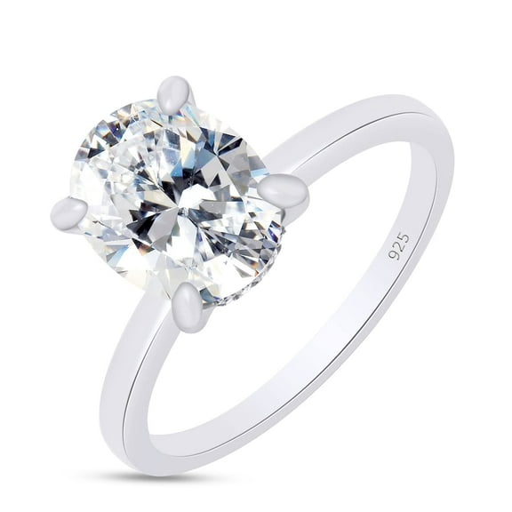 AFFY 1 1/5 Carat Oval Cut Moissanite Engagement Ring for Women In 14K White Gold Over Sterling Silver Solitaire Rings Lab Created Diamond Promise Wedding Ring for Her(1.20 Cttw)-4