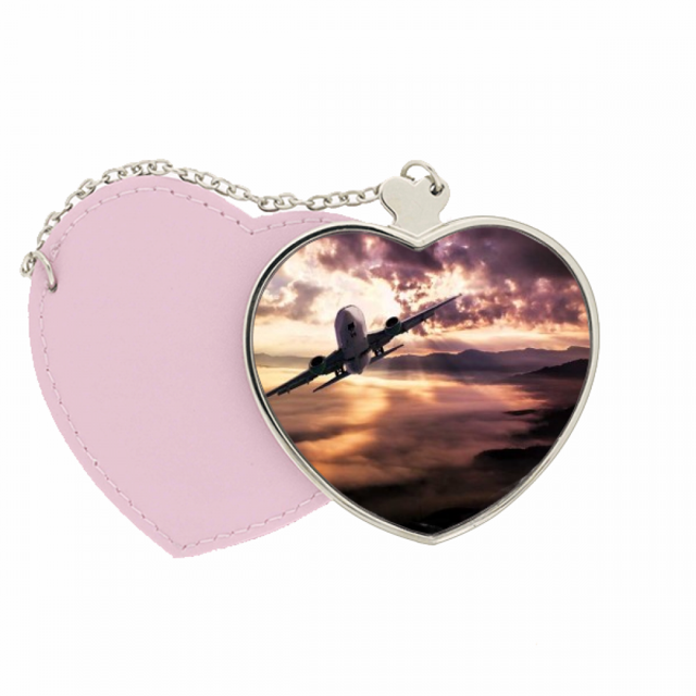 Rojo oscuro cielo nubes ligeras Bolsa de viaje Mirror maquillaje corazón rosa
