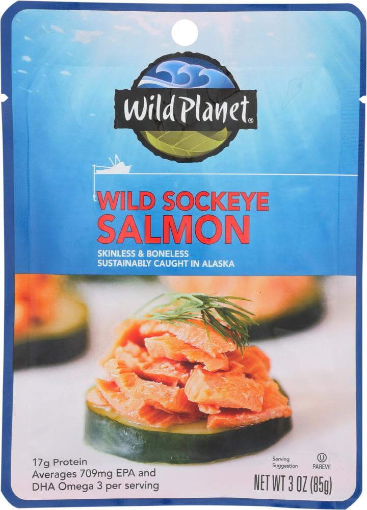 Wild Planet Wild Sockeye Salmon Pouches, 3 Oz (Pack of 12)