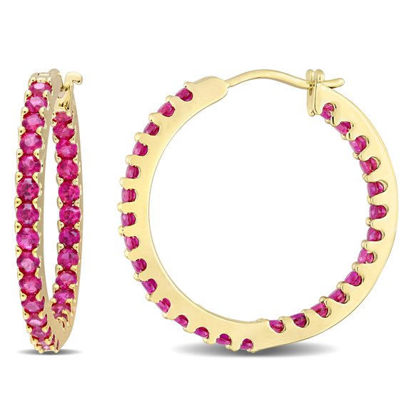 Everly Women's Created Ruby 10k Yellow Gold Earrings