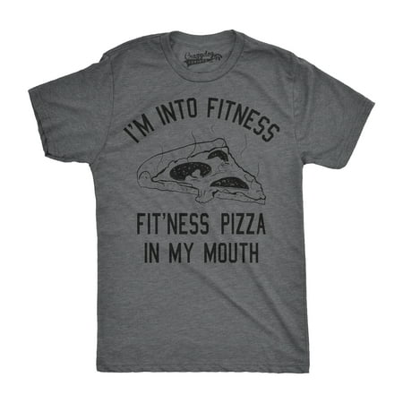 Crazy Dog T-shirts Mens Fitness Pizza In My Mouth Funny Workout Foodie T