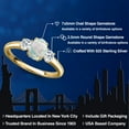 thumbnail image 2 of Gem Stone King 18K Yellow Gold Plated Silver Simulated White Opal and White Topaz Engagement Ring for Women | 1.43 Cttw | Oval Cabochon 7X5MM | Gemstone October Birthstone | Size 9, 2 of 6