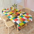 thumbnail image 3 of Rainbow Checkered Pattern Rectangle Tablecloth 60"x102",Waterproof Polyester Rectangle Table Cloth, Wipeable Spillproof Polyester Tablecloth for Dining, Camping, Indoor and Outdoor, 3 of 6