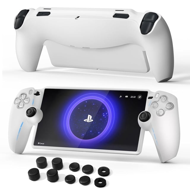 Funda protectora para PlayStation Portal, 8 tapas para los pulgares y 2 anillos de precisión para la funda de silicona blanda PS Portal