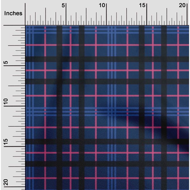 oneOone Polyester Lycra Navy Blue Fabric Madras Check Sewing Material Print Fabric By The Yard 56 Inch Wide