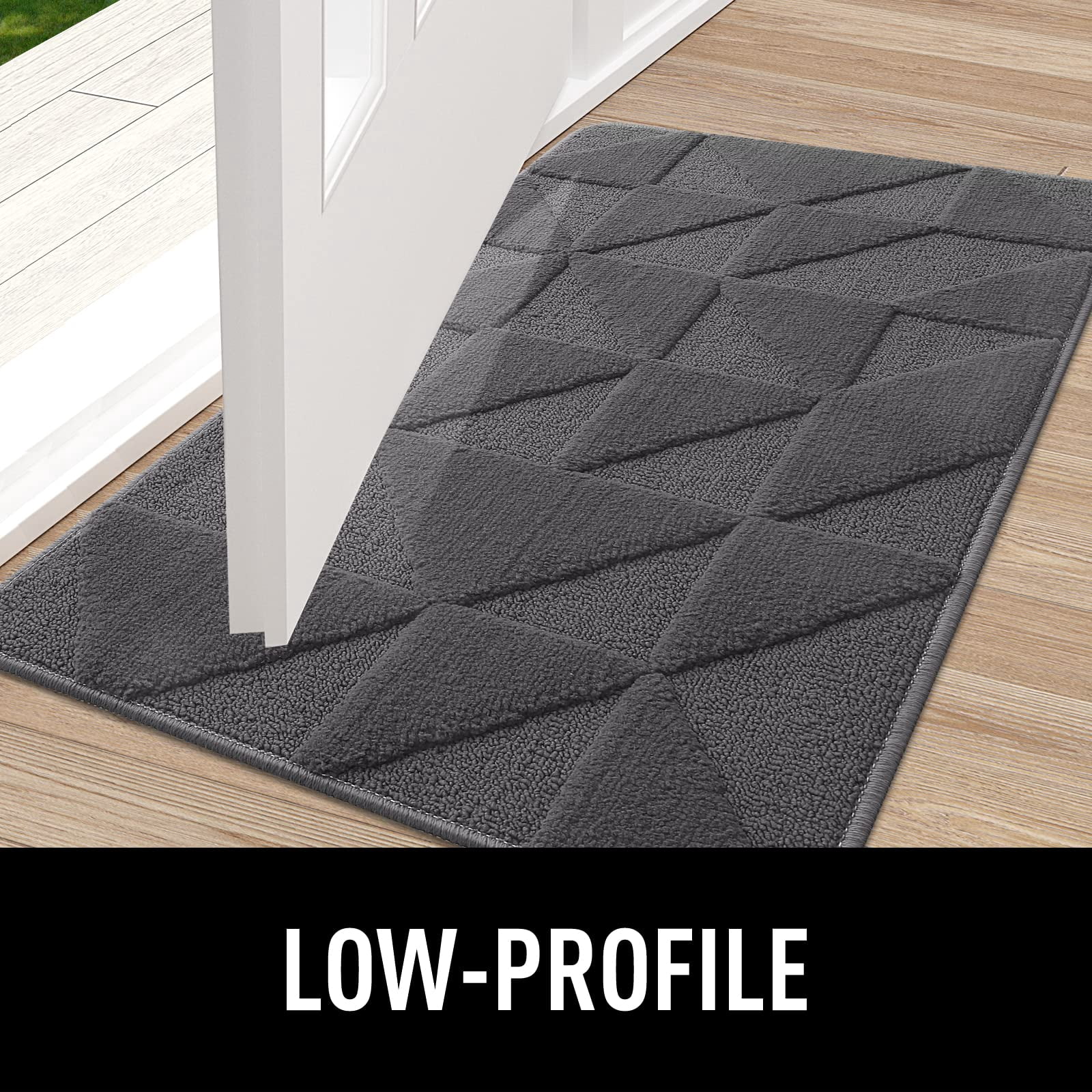 Buganda Indoor Doormats, Absorbent Trapper Dirt Door Mats, Non Slip Low Profile Inside Doormats for Entryway, 32x48, Dark Grey