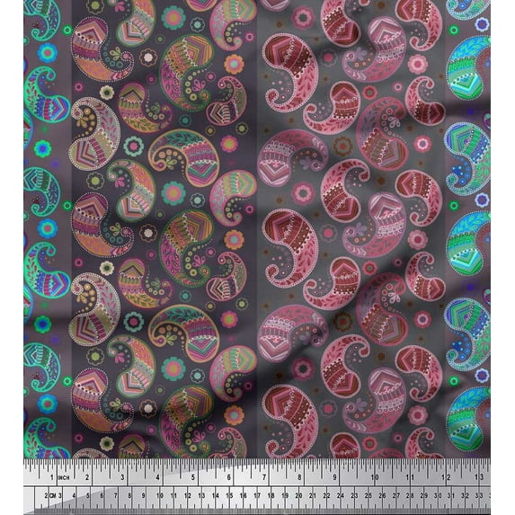 Soimoi Cotton Duck Fabric Stripe,Floral & Paisley Fabric Prints By Yard 56 Inch Wide