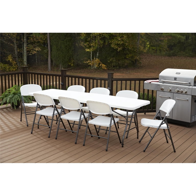 COSCO, Folding Table, 8 Foot Centerfold, White with Waterproof Top