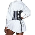 thumbnail image 7 of FOCUSNORM Womens Mesh Underbust Boned Waist Training Corset Lace Up Waist Cincher Wide Belt, 7 of 7