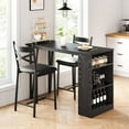 thumbnail image 2 of ChaoLink Dining Table Set of 2, Kitchen Bar Table and Chairs , Counter Bar Table Set with 3 Storage with 2 Upholstered ChairsBlack, 2 of 8