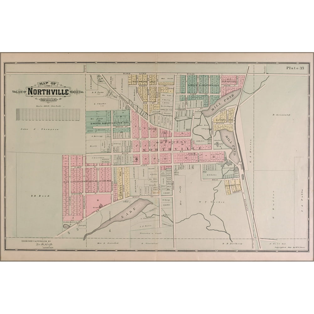 24"x36" Gallery Poster, map of northville michigan 1891 - Walmart.com - Walmart.com