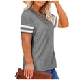 thumbnail image 2 of Casual Summer Tops for Women V Neck T Shirts Short Sleeve Tunic Tops Loose Fit Women's Striped Strappy V-neck Color-Plaid T-shirt, 2 of 5