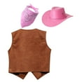 thumbnail image 4 of Zaldita Western Brown Cowboy Vest for Kids Boys Sleeveless Tops with Bandanna and Hat for Disco Club Pink 12, 4 of 5