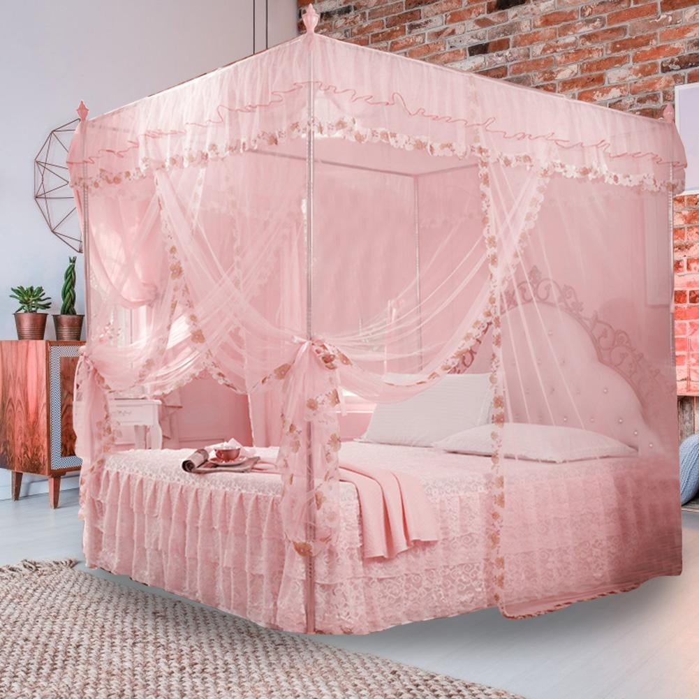 PINK POPSICLE SEQUINED VOILE BED CANOPY CURTAIN MOSQUITO NET MESH NETTING DOME 