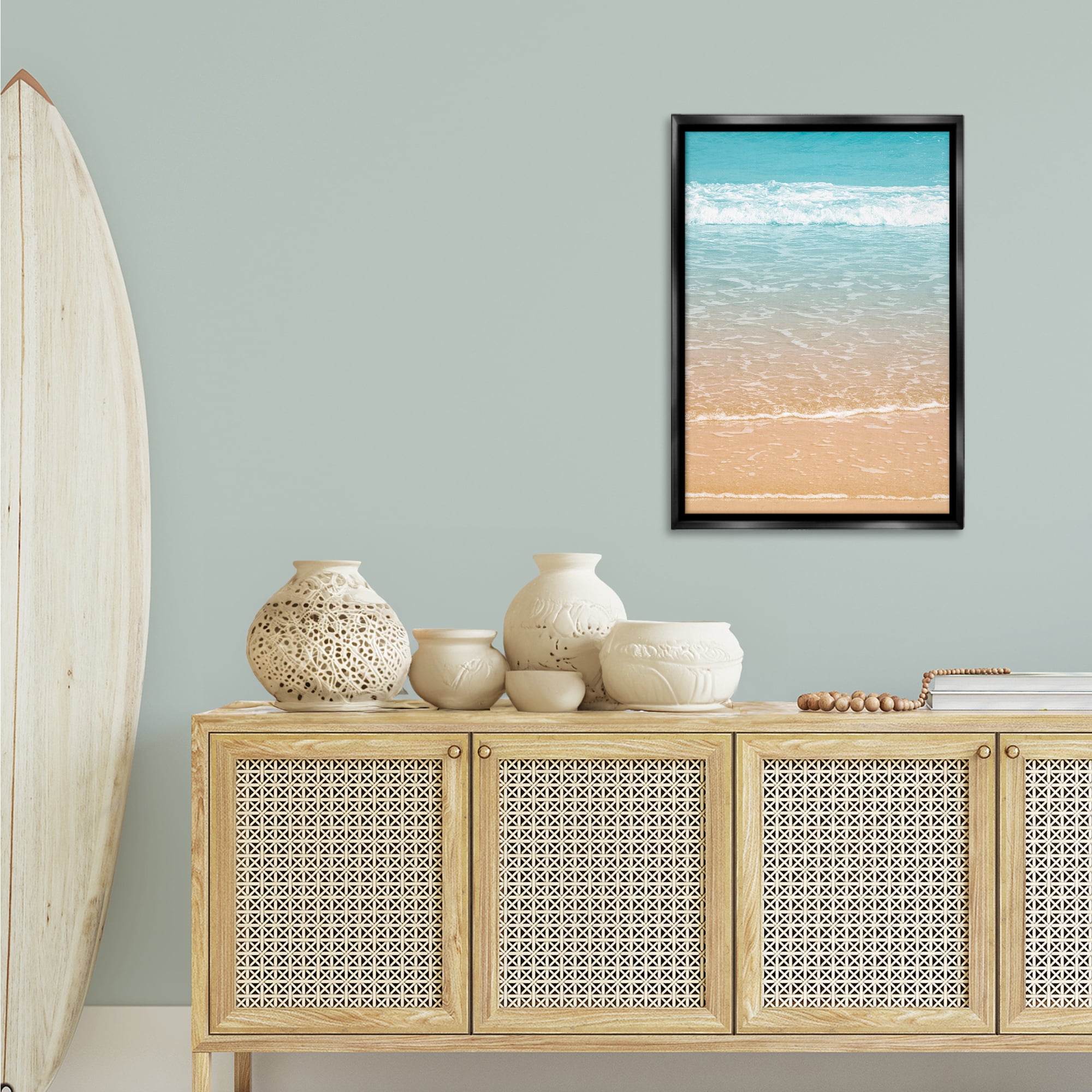 Stupell Industries Clear Summer Waters Nautical & Beach Photography Black Floater Framed Canvas Art Print Wall Art, 21 x 31