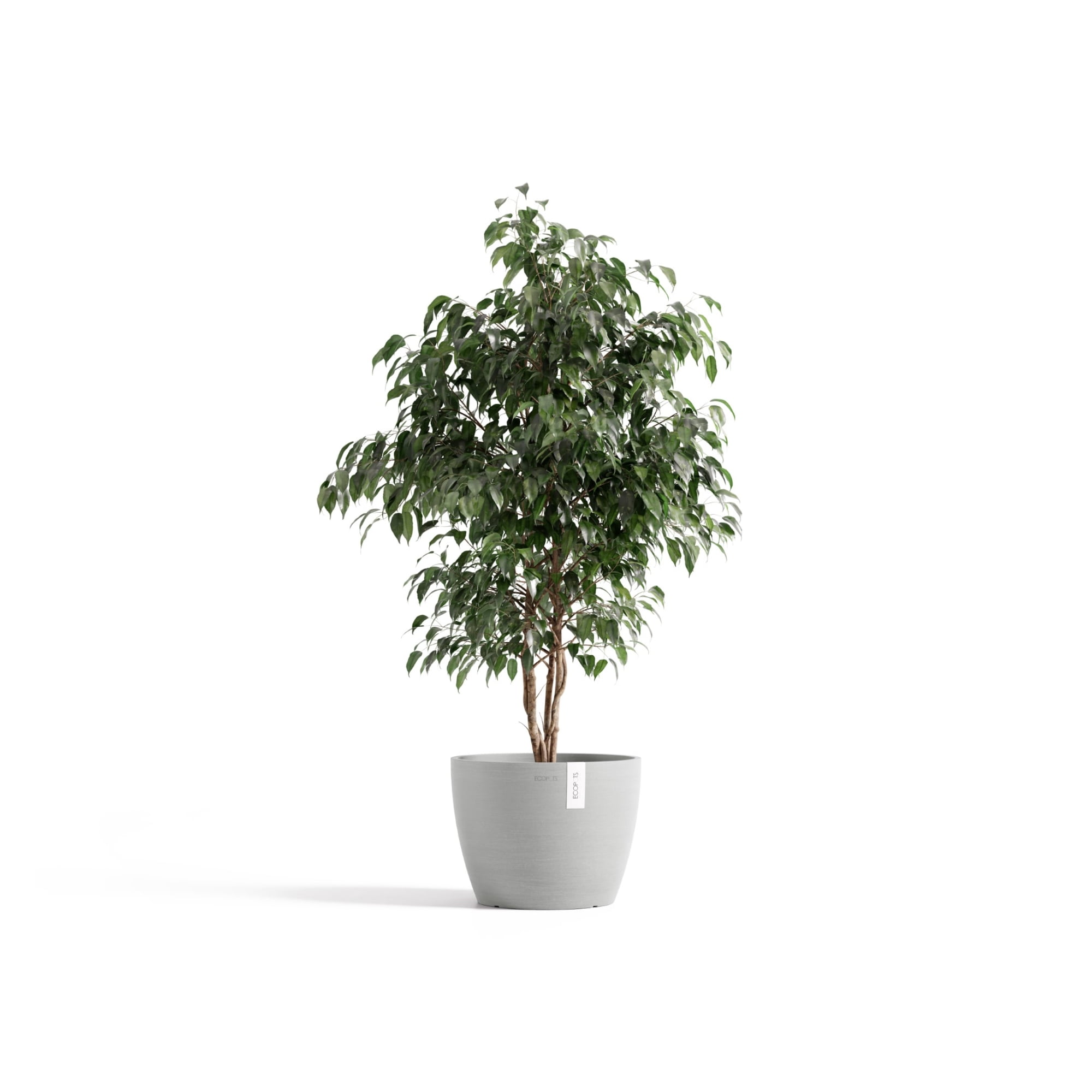 Ecopots Stockholm Durable Modern Round Indoor/Outdoor Recycled Based Composite Flower Pot Planter, White Grey, 12"