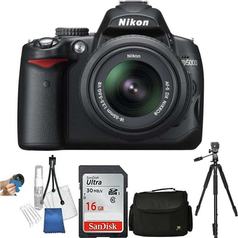 Nikon D5000/D5600 Digital SLR Camera Kit with 18-55mm VR Lens | Sandisk  16GB Starter Bundle
