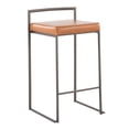 thumbnail image 2 of Fuji Industrial Stackable Counter Stool In Antique With Camel Faux Leather Cushion - Set Of 2, 2 of 7