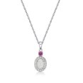 thumbnail image 2 of Brilliance Fine Jewelry 925 Sterling Silver Oval Lab Created Opal, Pink Sapphire and White Sapphire Pendant, 18" Chain, 2 of 2