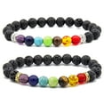 thumbnail image 1 of 2 pcs Semi-Precious Gemstones Healing Stretch Beaded Bracelet Unisex, Christmas Birthday Anniversary Gifts, 1 of 5