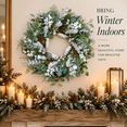 thumbnail image 4 of 24 Inch Christmas Wreath for Front Door, Artificial Winter Wreath with Frosted Pine, Eucalyptus, White Berries and Pinecones, 4 of 8