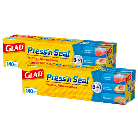(2 pack) Glad Press'n Seal Food Plastic Wrap - 140 sq ft