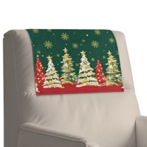 Xoenoiee Christmas Tree Snowflake Print Recliner Headrest Cover Waterproof PU Leather Non Slip Anti Dust Furniture Protector for Sofa Theater Seat, Christmas Decor, 1 Pack