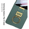 thumbnail image 5 of Compatible with Samsung Galaxy Z Flip 5 Case with Built-in Screen Protector,Ultra-Thin Anti-Fall Shockproof Anti-Scratches Plain Leather Ring Cover Case for Samsung Galaxy Z Flip 5 5G Green, 5 of 13