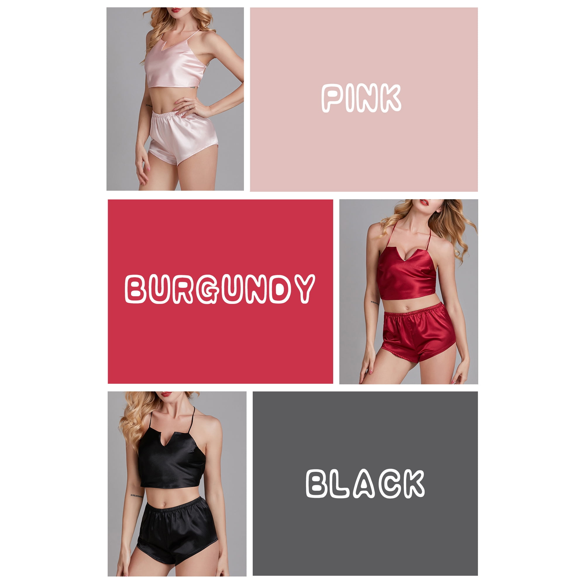 Amdohai Women s Sleeveless Strappy Open Back Crop Top Shorts Lounger Pajamas Set