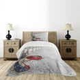 thumbnail image 4 of Ambesonne Bowling Quilted Bedspread Set 2 Pcs, Grunge Objects, Twin Size, Pale Grey Dark Blue, 4 of 5