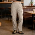 thumbnail image 3 of Straight Leg High Waisted Cargo Pants for Women Durable Trousers Flap Pockets Hiking Travel Outfits, 3 of 8