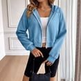 thumbnail image 2 of Zip up Hoodie for Women Trendy Solid Color Long-sleeved Raglan Jacket Winter Loungwear Outfits, 2 of 9