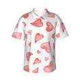 thumbnail image 2 of Xecao Pink Hearts print Hawaiian shirt - a stylish short-sleeve button-down for men, perfect for casual beach and tropical outings., 2 of 9