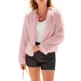 thumbnail image 2 of Abrigos de Invierno para Mujer, Chaqueta Corta de Forro , de Piel Sintética, Larga, Bolsillos, Abrigos Peludos y Cálidos, Ropa de Otoño. Rosa M, 2 of 10