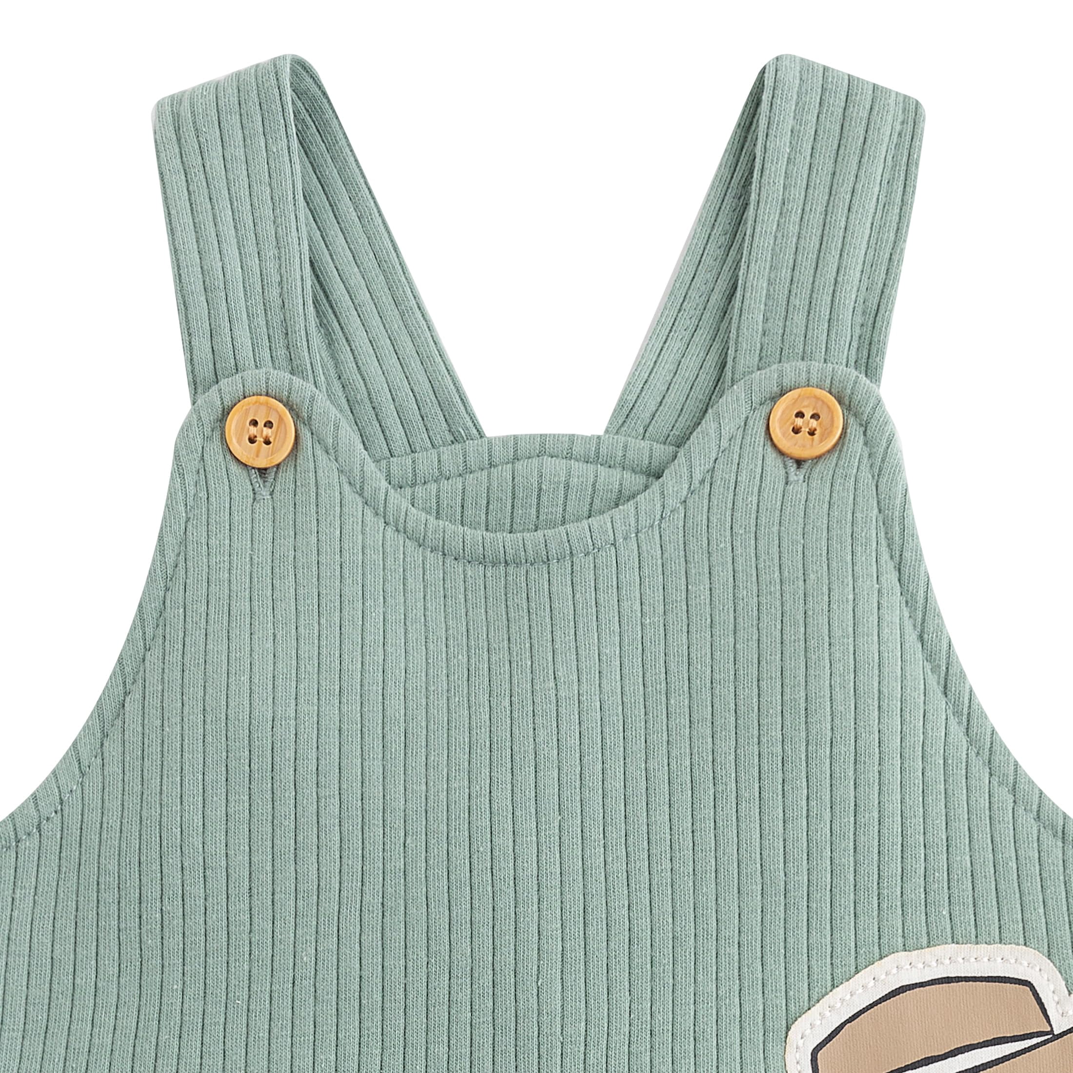 Disney Toy Story Woody Rex Shortall Ribbed Overalls Bodysuit and Bucket Hat (Baby Boys), 3 Piece Set, Sizes 3M-18M