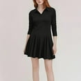 thumbnail image 2 of Lovskoo Women's Long Sleeve Fall Dresses 2024 Casual Collared A Line Fit and Flare Skater Mini Dress Black, 2 of 7