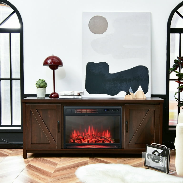Gymax 59'' Fireplace TV Stand W/ 25'' 1350W Electric