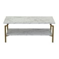 thumbnail image 5 of Household Essentials Crown Rectangular Coffee Table with Storage Shelf White Marble and Gold Metal, 5 of 9