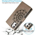 thumbnail image 3 of Mandala Wallet Case for iPhone11 6.1,Detachable 2 in 1 PU Leather Flip Case with Magnetic Button Lanyard (9Card Slots+3Pockets+1Driver's License Pocket)-Grey, 3 of 7