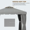 thumbnail image 3 of 10' x 10' Outdoor Patio Gazebo, Double-Tier Soft-Top Garden Shelter with Polyester Curtains & Mesh Screen, Rust-Resistant Steel Frame, Light Grey, for Backyard, Deck, Pool Area, 3 of 7