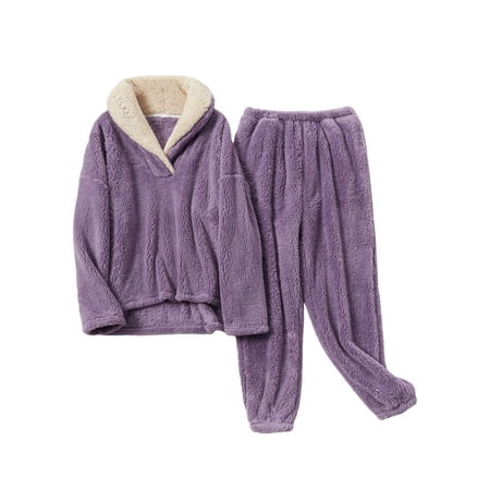 

Frontwalk Womens Two Piece Pajamas Set Sherpa Fuzzy Fleece Long Sleeve Shirt with Pants Casual Sleepwear Nightwear Loungewear