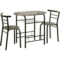 TMS 3-Piece Indoor Metal Bistro Dining Set, Includes Round Table and Chairs, Black/Gray